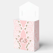 Elegante witte kant met parels roze bruiloft bedankdoosjes (Geopend)