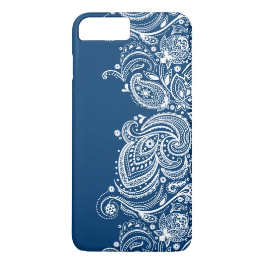 Elegante witte kant op veranderlijke blauwe achter Case-Mate iPhone case (Achterkant)