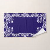 Elegante witte kant vector op marineblauw bad handdoek (Handdoek)