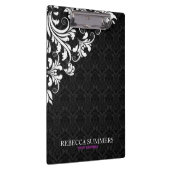 Elegante witte kant zwarte damast klembord (Rechts)