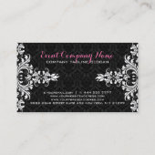 Elegante witte kant zwarte damast visitekaartje (Achterkant)