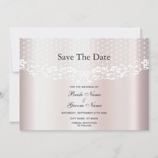 Elegante witte kantbloem Bewaar de datum Save The Date (Voorkant)