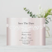 Elegante witte kantbloem Bewaar de datum Save The Date (Staand voorkant)