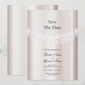 Elegante witte kantbloem Bewaar de datum Save The Date (Voorkant / Achterkant)