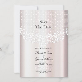 Elegante witte kantbloem Bewaar de datum Save The Date