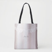 Elegante Witte Kanten Bloem Tote Tas (Voorkant)