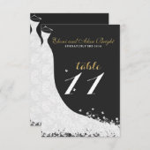 Elegante witte kanten trouwjurk Tafel 11 Kaart (Voorkant / Achterkant)