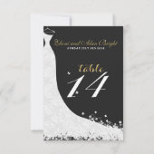 Elegante witte kanten trouwjurk Tafel 14 Kaart (Achterkant)