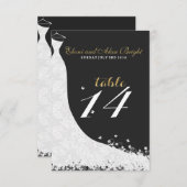 Elegante witte kanten trouwjurk Tafel 14 Kaart (Voorkant / Achterkant)