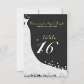 Elegante witte kanten trouwjurk Tafel 16 Kaart (Achterkant)