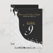 Elegante witte kanten trouwjurk Tafel 9 Kaart (Voorkant / Achterkant)