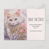 Elegante witte kat in diamanten juwelen Save the D Uitnodiging Briefkaart (Voorkant)