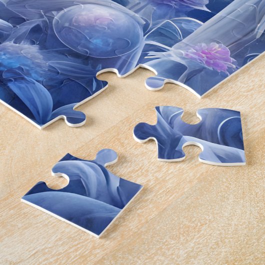 Elegante witte kat in een besneeuwd magisch rijk legpuzzel (Zijkant)