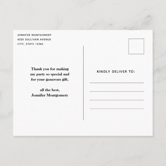 Elegante witte kat in goud en diamanten dank u briefkaart (Achterkant)