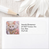 Elegante witte kat in goud en diamanten etiket (Insitu)