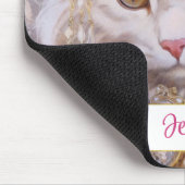 Elegante witte kat in goud en diamanten muismat (Hoek)