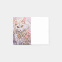Elegante witte kat in goud en diamanten post-it® notes