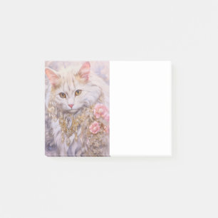 Elegante witte kat in goud en diamanten post-it® notes