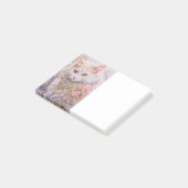 Elegante witte kat in goud en diamanten post-it® notes (Schuin)