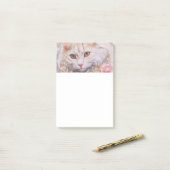 Elegante witte kat in goud en diamanten post-it® notes (Op bureau)