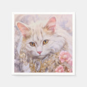 Elegante witte kat in goud en diamanten servet (Voorkant)