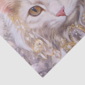 Elegante witte kat in goud en diamanten tissuepapier (Detail)