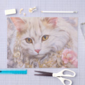 Elegante witte kat in goud en diamanten tissuepapier (Craft)