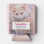 Elegante witte kat in goud en diamanten verjaardag blikjeskoeler (Achterkant)