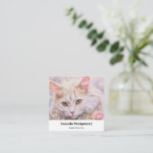 Elegante witte kat in goud en diamanten vierkante visitekaartje (Staand voorkant)