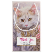 Elegante witte kat in luxe juwelen dank u klein cadeauzakje (Achterkant)
