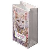 Elegante witte kat in luxe juwelen dank u klein cadeauzakje (Voorkant Gekanteld)