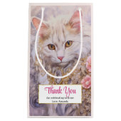 Elegante witte kat in luxe juwelen dank u klein cadeauzakje (Voorkant)
