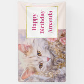 Elegante witte kat in luxe juwelen Gelukkige Verja Spandoek (Verticaal)