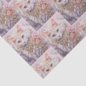 Elegante witte kat in luxe juwelen patroon tissuepapier (Detail)