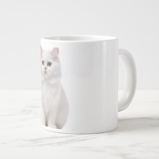 Elegante Witte Kat Keramische Mok (Voorkant rechts)