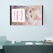 Elegante Witte Kat Luxe Juwelen Verjaardag Welkom Spandoek (Beurs)