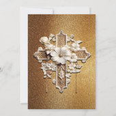 Elegante witte katholieke trouwkaart met gouden ra kaart (Achterkant)