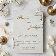 Elegante witte kersenbloesem & gouden schrift brui