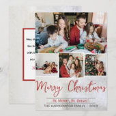 Elegante witte kerst familie foto collage feestdagenkaart (Voorkant / Achterkant)