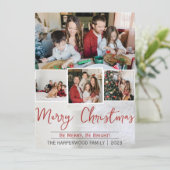 Elegante witte kerst familie foto collage feestdagenkaart (Staand voorkant)