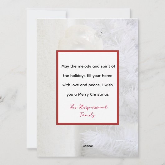 Elegante witte kerst familie foto collage feestdagenkaart (Achterkant)