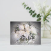 Elegante witte kerst poinsettia briefkaart (Staand voorkant)