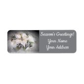 Elegante witte kerst poinsettia etiket (Voorkant)