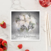 Elegante witte kerst poinsettia servet (Insitu)