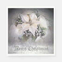 Elegante witte kerst poinsettia servet