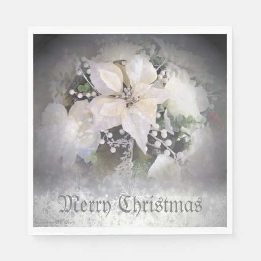 Elegante witte kerst poinsettia servet (Voorkant)
