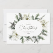 Elegante witte kerst winter krans feestdagenkaart (Voorkant)