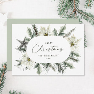 Elegante witte kerst winter krans feestdagenkaart