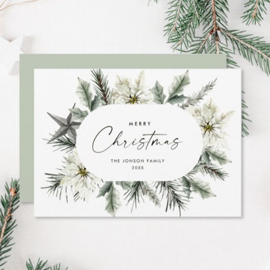 Elegante witte kerst winter krans feestdagenkaart