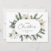 Elegante witte kerst winter krans feestdagenkaart (Voorkant)